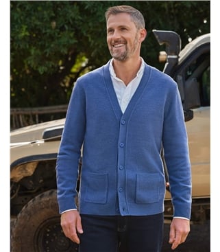 Mens Lambswool V Neck Cardigan