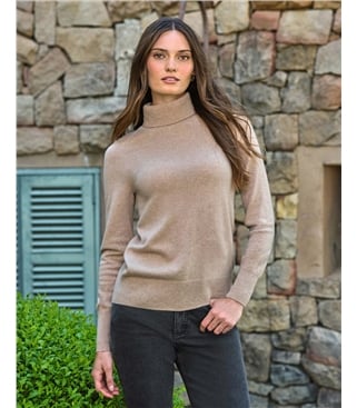 Womens Cashmere Polo Neck Sweater