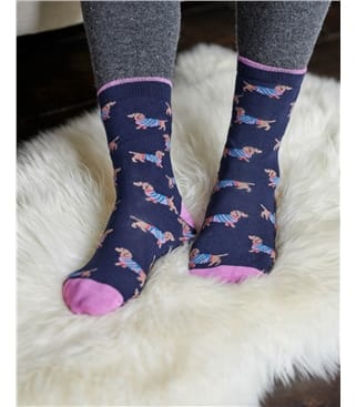 Womens Sausage Dog Ankle Sock