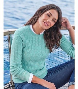 Pull à col rond - Femme - Cachemire & Mérinos