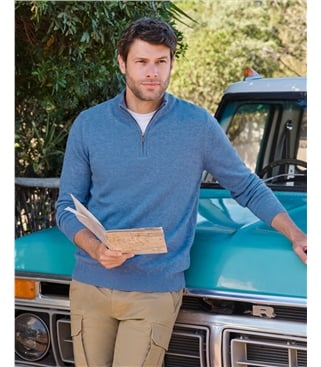 Cashmere and Merino Zip Neck Jumper
