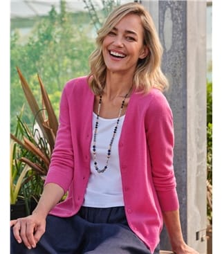 Cashmere Merino Classic V Neck Cardigan