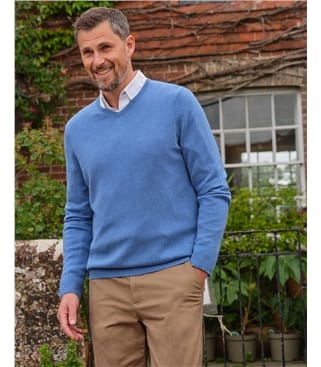 Cashmere & Merino Classic V Neck Knitted Jumper