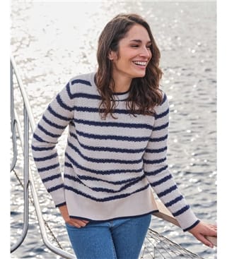 Basket Weave Textured Breton Stripe Sweater