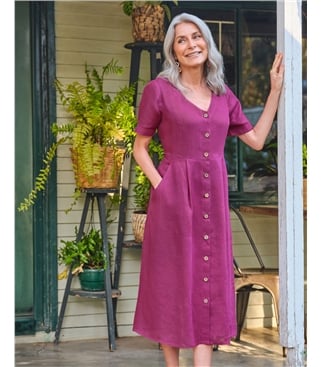 Leinenkleid mit Knopfleiste