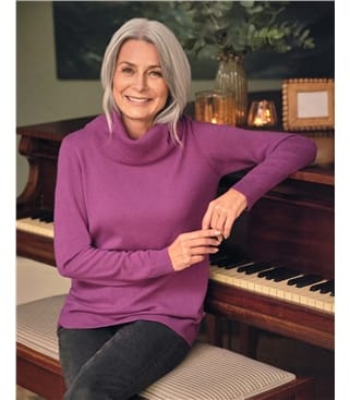 Pullover mit Wasserfallausschnitt aus Kaschmir und Merinowolle für Damen
