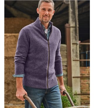 Mens Lambswool Lincoln Zipper Cardigan