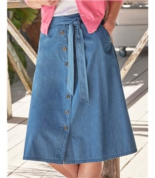 【美品】Chambray Gather Skirt 36 BK Hilda Gathered Maxi Skirt | Denim Chambray | No More Nobody