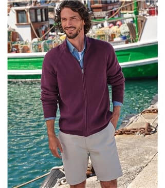 Cardigan zippé essentiel en coton - Homme
