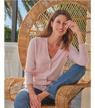 Kaschmir Strickjacke mit V-Ausschnitt