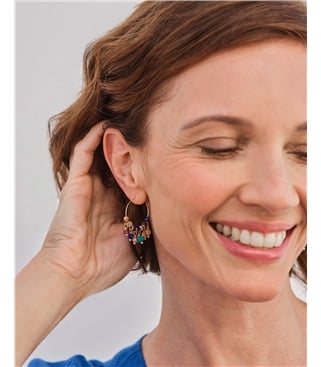 Ohrhänger mit Holz-, Glas- & Metallperlen