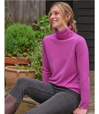 Cashmere and Merino Fitted Polo Neck Knitted Jumper