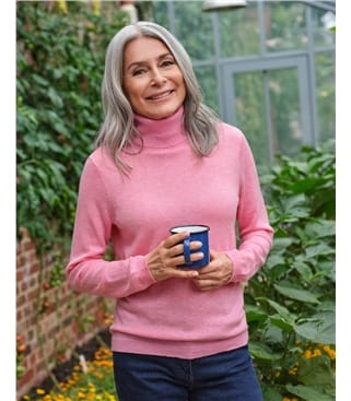 Pull à col roulé ajusté - Femme - Cachemire & mérinos