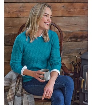 Cashmere Merino Cable Crew Neck Jumper