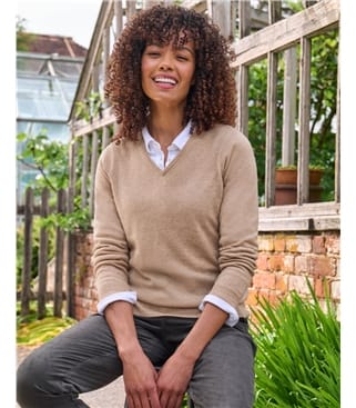 Cashmere & Merino V Neck Knitted Jumper