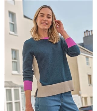 ColourBlock crew Neck Jumper