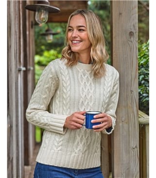 Pull irlandais à col rond - Femme - Pure Laine