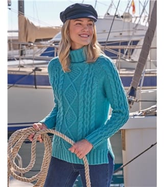 Pull irlandais à col roulé - Femme - Pure Laine