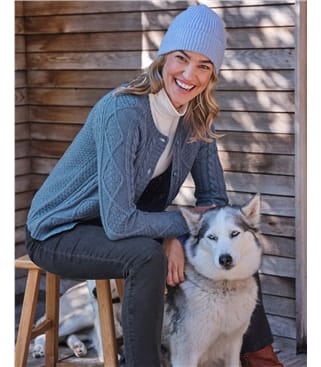 Cardigan torsadé boutonné - Femme - Pure Laine