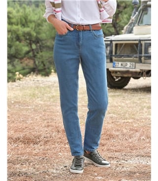 Stretch Easy Tapered Leg Jeans