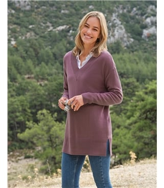 Cashmere Merino Deep V Neck Tunic