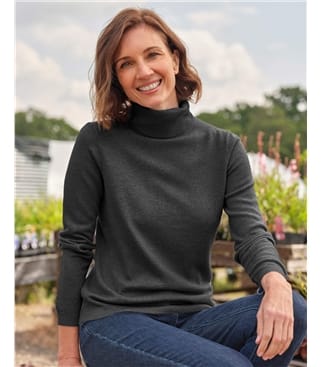 Pull à col roulé ajusté - Femme - Cachemire & mérinos
