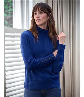 Wool Cashmere Button Sleeve Sweater