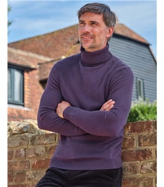 Cashmere and Merino Polo Neck Jumper