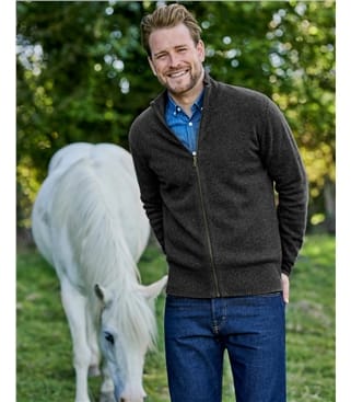 Strickjacke mit Reißverschluss aus Lammwolle für Herren