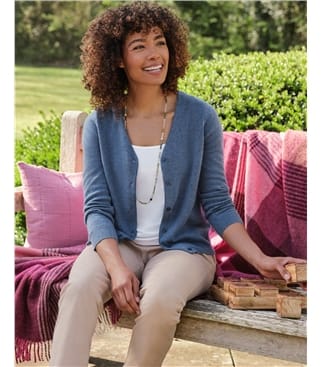 Cashmere Merino Classic V Neck Cardigan