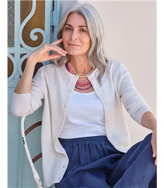 Cashmere Merino Crew Neck Cardigan
