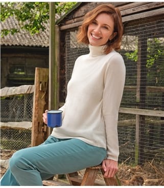 Cashmere and Merino Fitted Polo Neck Knitted Jumper