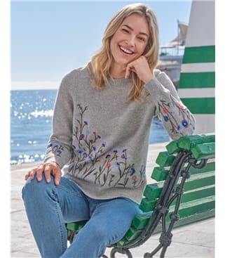 Floral bestickter Pullover