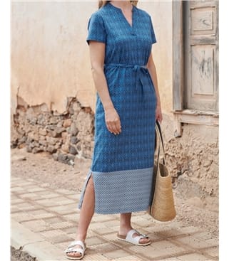 Robe maxi à col cranté - Femme - Jersey