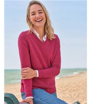 Womens Lambswool V Neck Jumper