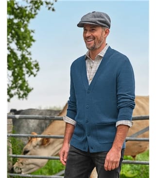 Strickjacke mit V-Ausschnitt aus Lammwolle für Herren