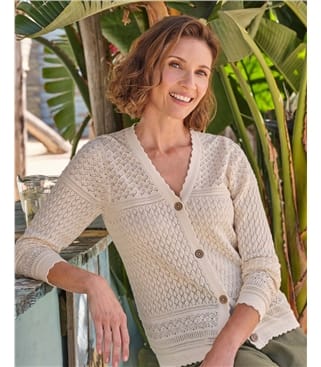 Pointelle V Neck Cardi