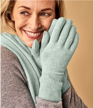 Womens Classic Cashmere & Merino Gloves 1size Cool Mint Womens Classic Cashmere & Merino Gloves 1size Cool Mint