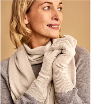 Womens Classic Cashmere & Merino Gloves 1size Cream Womens Classic Cashmere & Merino Gloves 1size Cream