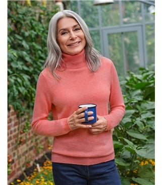 Cashmere and Merino Fitted Polo Neck Knitted Jumper