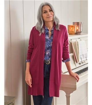 Cashmere Merino Longline Edge to Edge Cardigan