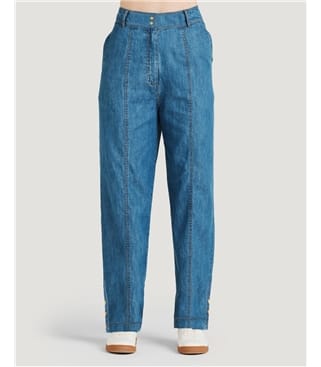 Indigo Blue | Asterope Organic Cotton Chambray Tapered Trouser ...