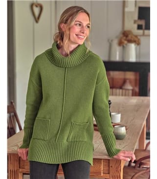 Cowl Neck Pocket Longline Tunic