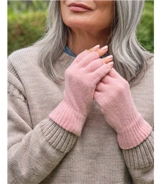 Fingerlose Handschuhe aus Lammwolle für Damen