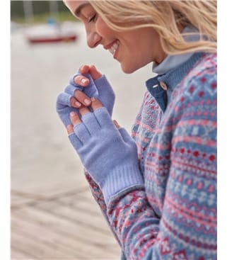 Fingerlose Handschuhe aus Lammwolle für Damen