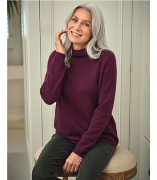 Pull luxueux à col roulé en pur cachemire
