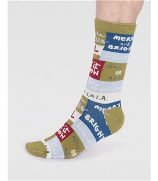 Caleb Organic Cotton Christmas Slogan Socks