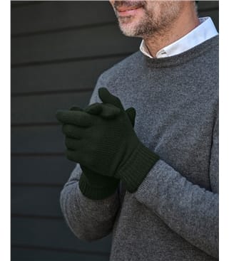 Mens Pure Cashmere Ribbed Gloves