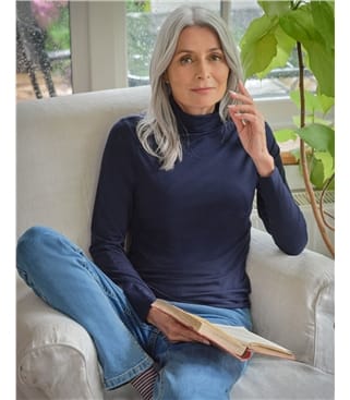 Jersey Slim Polo Neck Top