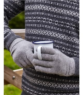 Mens Pure Cashmere Ribbed Gloves